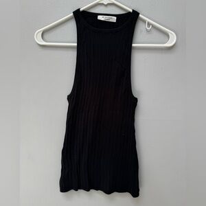 De Rocco Black Ribbed Tank Top in Small